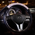Women Diamond Crystal Car Steering Wheel Cover Rhinestone Premium Leather Car-Styling - Black White