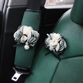 1pcs Car Safety Seat Belt Covers Women Creative Mesh Flower Leather Shoulder Pads - Green