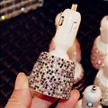 3.1A Rhinestones Dual USB Quick Car Charger Mobile Phone iPad Rotate Fast Charging Adapter - AB Purple