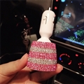 3.1A Rhinestones Dual USB Quick Car Charger Mobile Phone iPad Rotate Fast Charging Adapter - Pink White