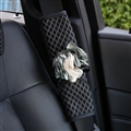 Beautiful 1pcs Car Safety Seat Belt Covers Women Ice Silk Flower Leather Shoulder Pads - Black