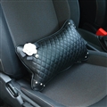 Beautiful Camellia Women Rhinestone Car Seat Waist Pillows PU Leather Rectangle Cushions 1pcs - Black