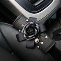 Camellia 1pcs Crystal Auto Handbrake Covers Leather Diamond Brake Case Auto Interior Decro - Black