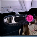 Camellia Bling Fashion Women Leather Car Rearview Mirror Elastic Covers Motorcar Interior Decorate - Black