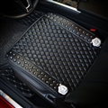 Camellia Studded Crystal Leather Car Front Seat Cushion Woman Universal Pads 1pcs - Black