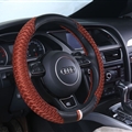 Classic Men Ice Silk Leather Sports Anti-slip Breathe Holes Steering Wheel Covers Accessories - Brown