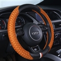 Classic Men Ice Silk Leather Sports Anti-slip Breathe Holes Steering Wheel Covers Accessories - Orange