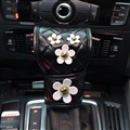 Daisy 1pcs Crystal Car Gear Covers Leather Diamond Shift Cover Auto Interior Decro - Black