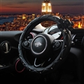 Diamond Nice Camellia PU Leather Vehicle Steering Wheel Covers 15 inch 38CM - Black