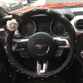 Diamond Pretty Camellia PU Leather Vehicle Steering Wheel Covers 15 inch 38CM - Black