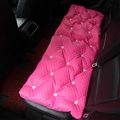 Diamond Studded Crystal Leather Auto Back Seat Cushion Woman Universal Pads 1pcs - Rose