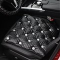 Diamond Studded Crystal Leather Auto Front Seat Cushion Woman Universal Pads 1pcs - Black