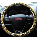 Fashion Leopard Glitter PU Leather Auto Steering Wheel Covers 15 Inch 38CM - Gold