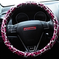 Fashion Leopard Glitter PU Leather Auto Steering Wheel Covers 15 Inch 38CM - Pink