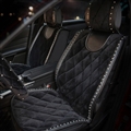 Fashion Rivets Winter Plush Universal Car Auto Interior Cushion 2pcs Front Seats Covers - Black