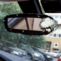 Floral Bling Women Leather Car Rearview Mirror Elastic Covers Motorcar Interior Decorate - Black