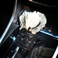 Flower 1pcs Crystal Auto Gear Covers Leather Diamond Shift Cover Auto Interior Decro - Black