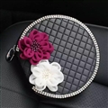 Flower 1pcs Crystal Car CD Bag Leather Diamond CD Box Auto CD Clip Covers - Black