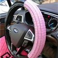 Funky Diamond Car Steering Wheel Covers PU Leather 15 Inch 38CM - Black Pink
