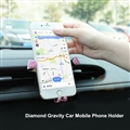 Gravity Universal Car Mobile Phone Holder Crystal Rhinestone Air Vent Mount Clip Stand GPS - Pink
