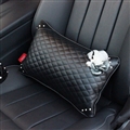 Great Flower Female Rhinestone Car Seat Waist Pillows PU Leather Rectangle Cushions 1pcs - Black