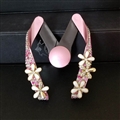 M Shape Flower Car Mobile Phone Holder Crystal Rhinestone Air Vent Mount Clip Stand GPS - Pink