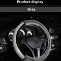 New Rhinestone Winter Plush Crystal Steering Wheel Case For Women Car Accessories - Grey