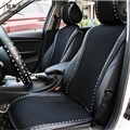 Personalized Leather Car Seat Covers Punk Rivet Universal Auto Cushion 1PC Front Cover - Black