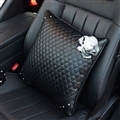 Pretty Flower Women Rhinestone Auto Seat Lumbar Pillows PU Leather Square Cushions 1pcs - Black