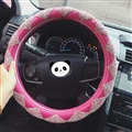 Top Luxury Women Car Steering Wheel Covers Crystal PU Leather 15 inch 38CM - Rose