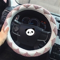 Top Luxury Women Car Steering Wheel Covers Crystal PU Leather 15 inch 38CM - White