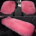 Top Quality Long Wool Universal Car Seat Cushion Sheepskin Fur One Piece Pads 3pcs Set - Pink