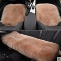 Top Quality Long Wool Universal Car Seat Cushion Sheepskin Fur One Piece Pads 3pcs Set - Red Bean