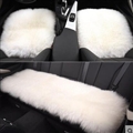 Top Quality Long Wool Universal Car Seat Cushion Sheepskin Fur One Piece Pads 3pcs Set - White