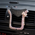 U Shape Universal Car Mobile Phone Holder Crystal Bow Air Vent Mount Clip Stand GPS - Pink