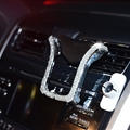 U Shape Universal Car Mobile Phone Holder Crystal Rhinestone Air Vent Mount Clip Stand GPS - White
