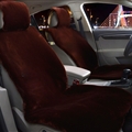 Universal Synthetic Plush Car Seat Cover Sheep Wool Auto Velvet Cushion 6pcs Sets - Brown