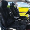 Universal Synthetic Sheepskin Car Seat Cover Sheep Wool Auto Velvet Cushion 3pcs Sets - Black