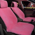 Universal Synthetic Sheepskin Car Seat Cover Sheep Wool Auto Velvet Cushion 6pcs Sets - Pink