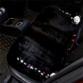 Winter Crystal Plush Car Back Row Seat Cushion Woman Camellia Rear Long Pads - Black White