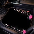 Winter Crystal Plush Car Front Seat Cushion Woman Universal Camellia Pads 1pcs - Black Rose