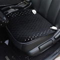 Winter Diamond Plush Car Front Seat Cushion Woman Universal Camellia Pads 1pcs - Black White