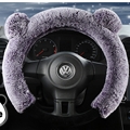 Winter Plush Car Steering Cover Cute Cartoon Panda Rabbit Case Warm Heated Auto Wheels Covers - Purple