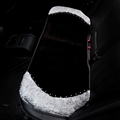Winter Soft Warm Plush Automotive Seat Rabbit Fur Back Interior Styling Crystal Rear Cushion 1PC - Black