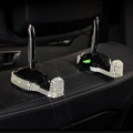 1 Pair Crystal Rhinestone Car Seat Back Holder Bag Purse Hangers Auto Storage Hooks - White