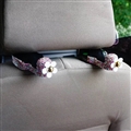 1 Pair Crystal Rhinestone Daisy Seat Back Holder Bag Purse Hangers Auto Storage Hooks - Pink