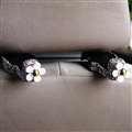 1 Pair Crystal Rhinestone Daisy Seat Back Holder Bag Purse Hangers Auto Storage Hooks - Purple