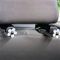 1 Pair Crystal Rhinestone Daisy Seat Back Holder Bag Purse Hangers Auto Storage Hooks - White Black