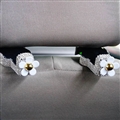 1 Pair Crystal Rhinestone Daisy Seat Back Holder Bag Purse Hangers Auto Storage Hooks - White