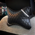 1PCS Plaid Bling Leather Car Neck Pillow Good Universal Auto Headrest for Female- Black